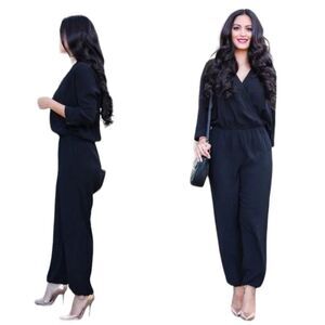 Cabi Casey Style Black Polyester V-Neck Jumpsuit Women's Small Lightweight Soft